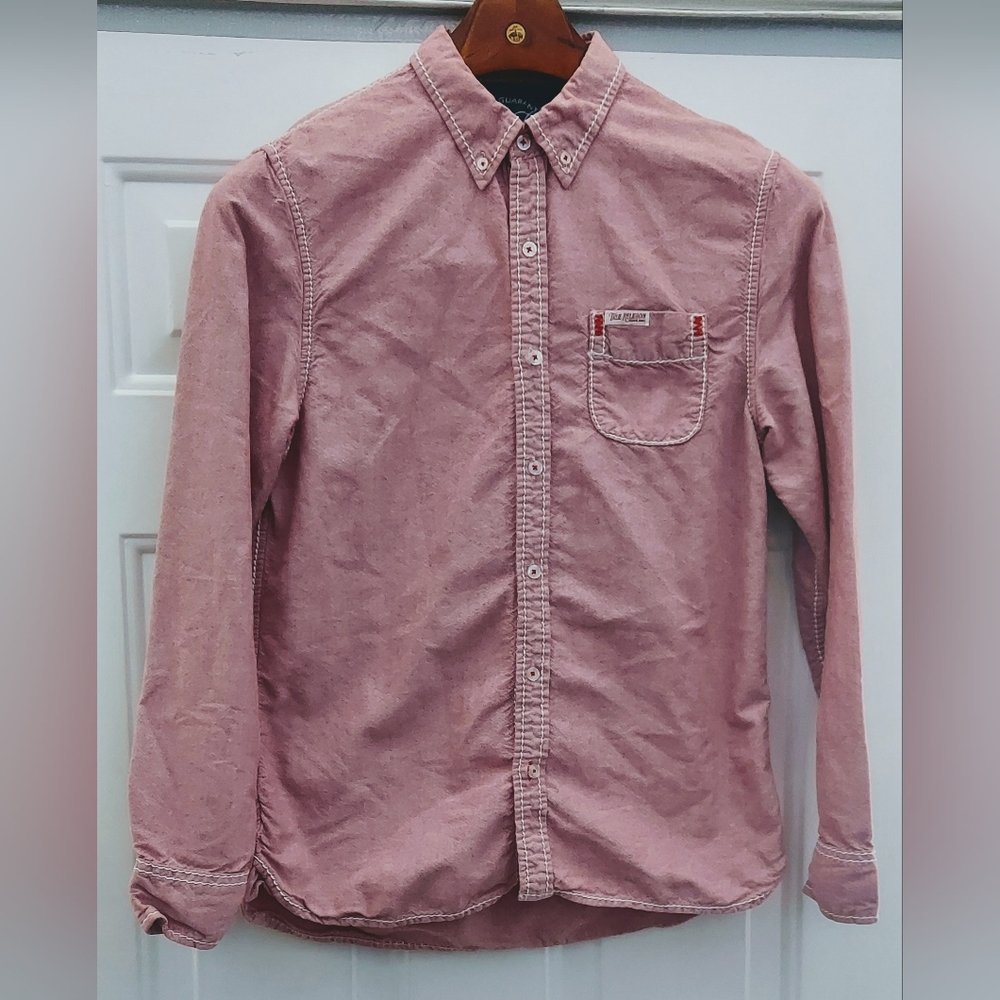 TRUE RELIGION MEN'S LIGHT PINK COTTON BUTTON DOWN LONG SLEEVE SHIRT SIZE M
